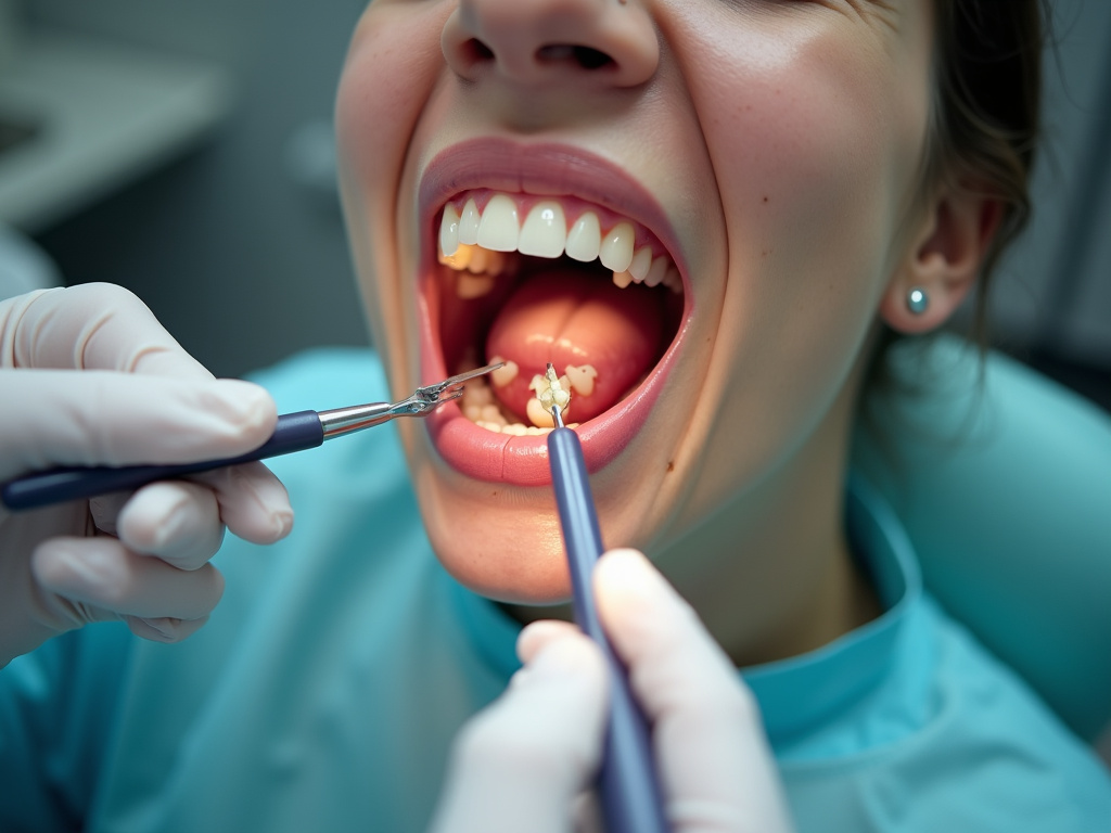 Dentist examining teeth — dentures coral springs