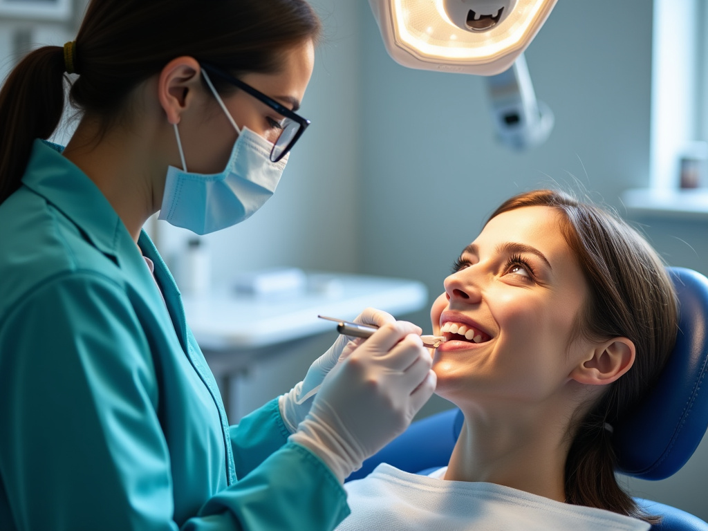 Dentist examining patient — dentist coral springs