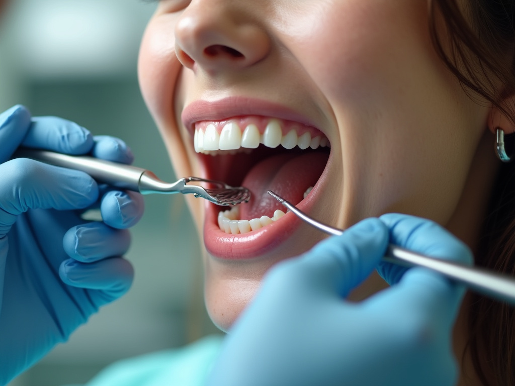 Dentist examining teeth — dental veneers coral springs